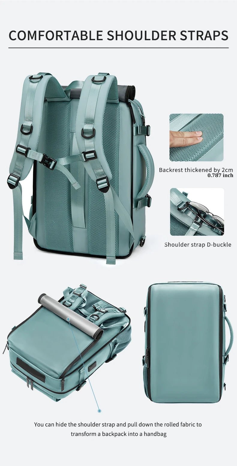 Waterproof 16" Laptop Backpack with Shoe Bag & USB Port - silverfoxgoods